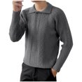 thumbnail image 2 of Chandail Ajusté pour Homme, Chandail Tricoté à Manches Longues avec Col Rabattu, Tenue Décontractée de Base pour l'Automne et l'Hiver, 2 of 9
