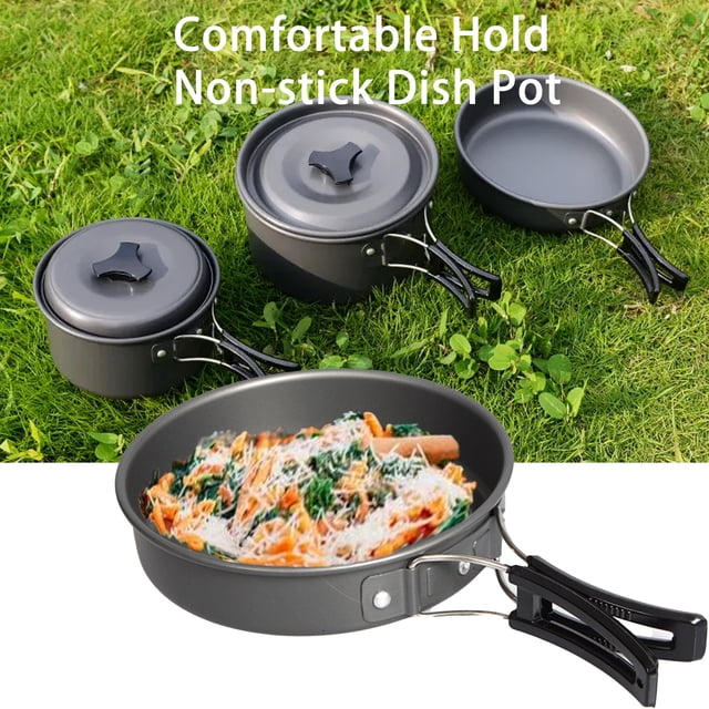 LJNYFDC Cookware Set Picnic Pot Set 1 Set Heat Resistant Rustproof No Odor Aluminum Alloy 1 2 People Outdoor Picnic Cookware Accessories