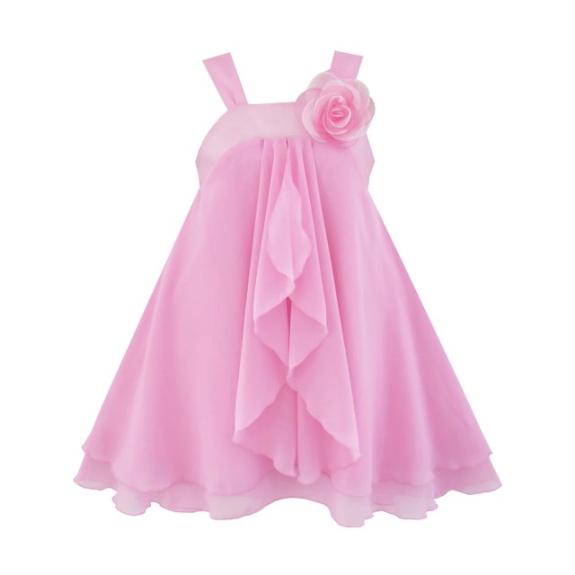 Robe Fille Ligne A Dos Nu Fleur Multi-Couches Chiffon 14 Ans