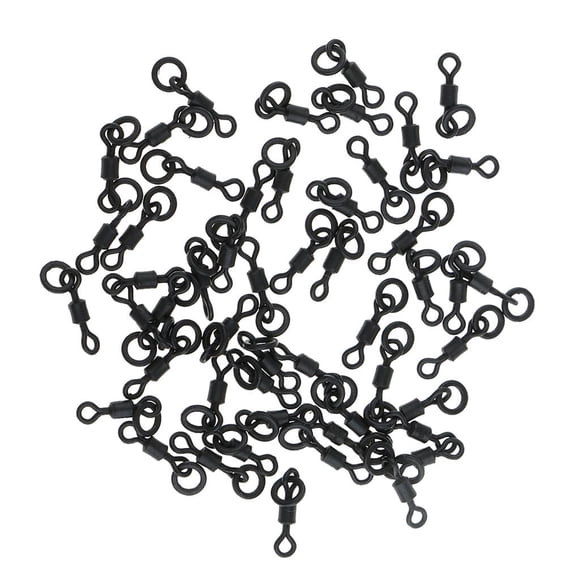 50 Pcs Moulinet de Pêche Pivotant avec Hameçon de Ligne pour Carpe - Noir, 18 mm
