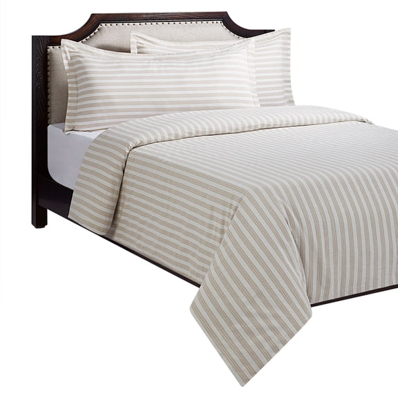 Ensemble de housse de couette 3 pièces Rayure taupe HOMETRENDS, 2 places/grand
