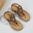 thumbnail image 4 of IUJSOY Womens Sandals Open Toe Bohemian Beaded Summer Slip on Flip Flops Walking Beach Shoes, 4 of 9