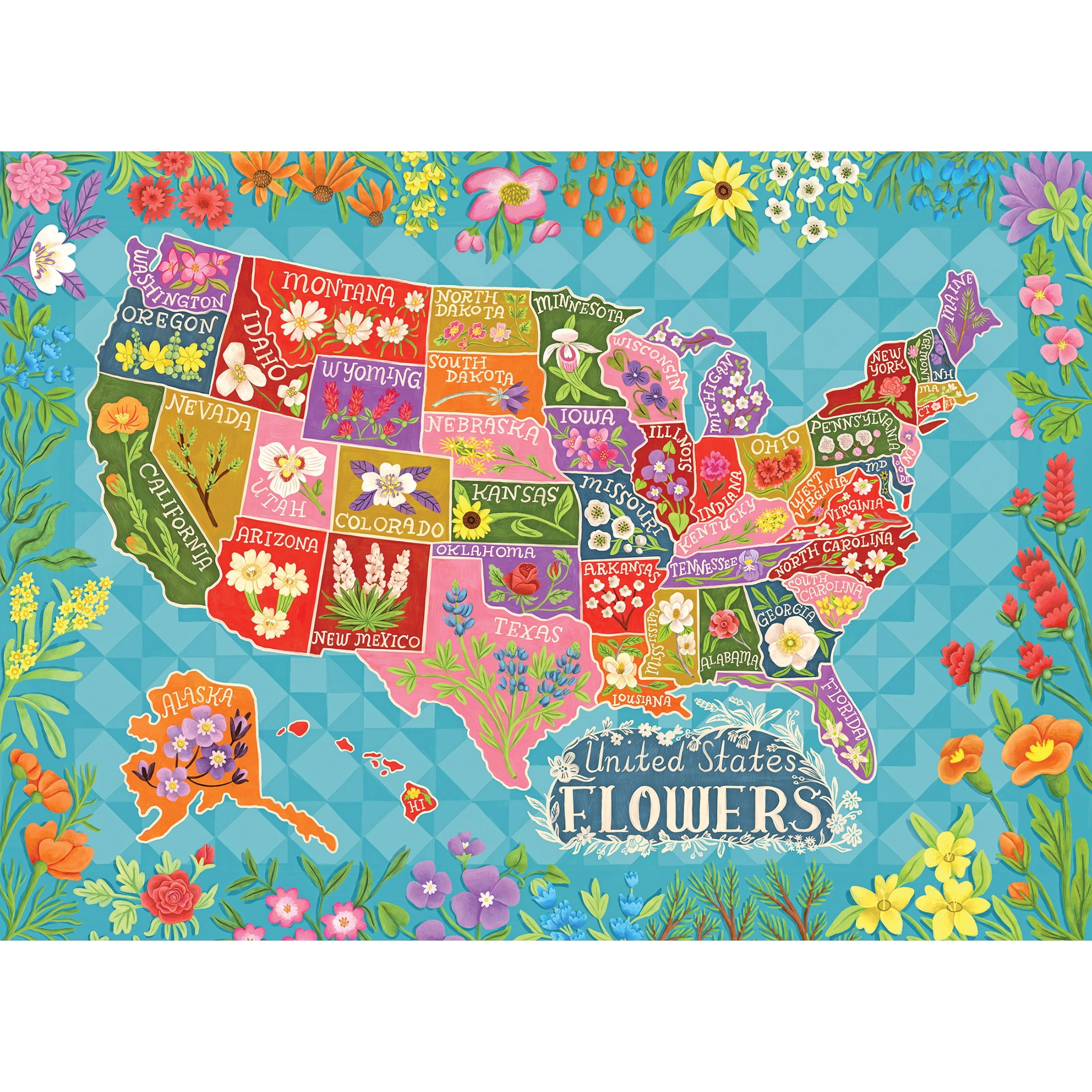 RoseArt - Soft Touch 1000-Piece - Flower Map - Adult Interlocking Puzzle