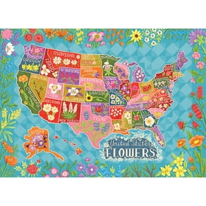 RoseArt - Touche douce 1000-Piece - Carte des fleurs - Puzzle de verrouillage pour adultes
