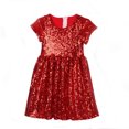 thumbnail image 3 of LOVZFMLL Robe pour Enfant 3-8 Ans, Mode, Couleur Unie, Paillettes, Fermeture Éclair, Manches Courtes, Col Rond, 3 of 3