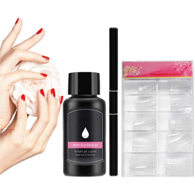 Ruiboury Nail Extension Gel Kit Slip Solution and 100 Nail Tips for Home Salon Use
