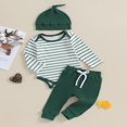 thumbnail image 3 of Baby Clothes Set  Romper with Long Sleeve Striped Pants and Hat, 3 of 9