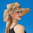 thumbnail image 2 of Women's Solid Color Big Flower Shade English Lady Elegant Temperament Sun Hat, 2 of 4