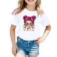 thumbnail image 1 of T-shirts et Chemises pour Filles - Adorable T-Shirt à Imprimé Graphique à Col Rond et Manches Courtes pour Filles, Tenue d'Été Décontractée, Mélange Respirant, Coutures Durables pour le Jeu Quotidien, 1 of 4