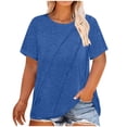 thumbnail image 1 of Plebaso Hauts Décontractés pour Femmes T-Shirts Plissés à Manches Courtes Col Rond Tee Confortable Chemisiers d'Été pour Femmes, 1 of 5