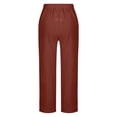 thumbnail image 4 of Yuyuzo Womens Cotton Linen Pants Drawstring High Waisted Lounge Pants Straight Leg Cropped Trousers, 4 of 5