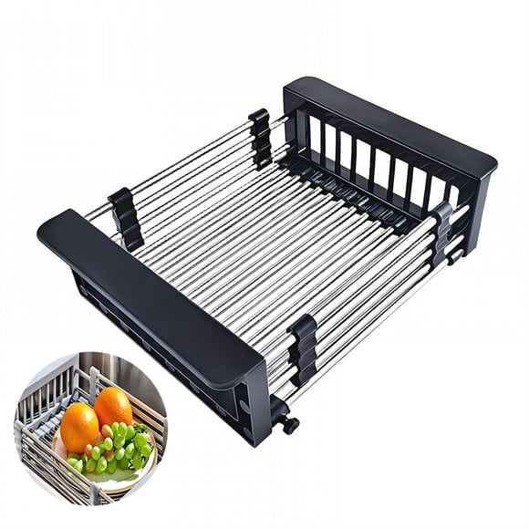 DEBGFS CHOKSmall Dish Drying Rack Exquisite Design Dish Drying Rack in Sink Flexible Placement Over the Sink Dish Drainer Drying Rack Gray,black,2.87×6.61in