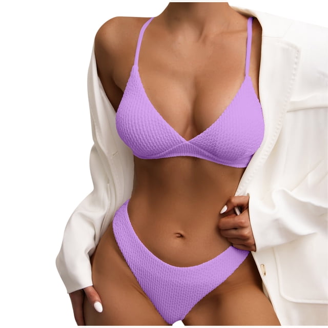 XZNGL Fashion Women Split Swimsuit Show Waist Solid Color Sexy Bikini