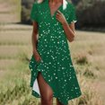 thumbnail image 2 of VEKDONE Robe Mode pour Femmes à Pois, Col en V, Manches Courtes, Ample et Confortable, Vert, P, 2 of 6