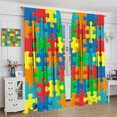 thumbnail image 4 of Abstract Kitchen Curtains, Colorful Puzzle Pieces Fractal Children Hobby Activity Leisure Toys Cartoon Image Window Drapes Set 2 Panels,52x84 Inches, 4 of 8