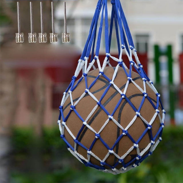 ziyahi Mesh Ball Bag Basketball Ball Multifunctional Football Carry Mesh Storage Net Bag Holder Blue White