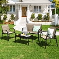 thumbnail image 1 of Gymax Ensemble de Conversation pour Patio 4 Pcs, Mobilier de Jardin Extérieur Toutes Saisons, Brun, 1 of 9