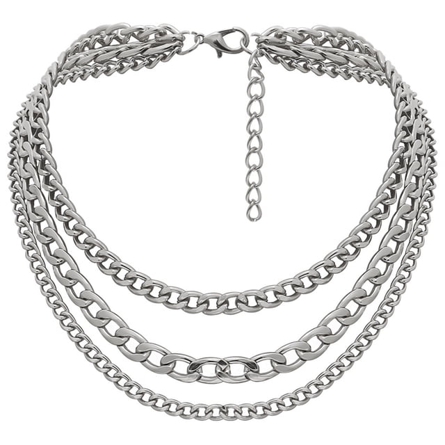 Bangcool Multilayer Necklace Chunky Retro: Simple Chain Necklace Punk Necklace for Women