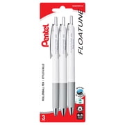 Pentel Floatune Retractable Rollerball Pen, Fine Point, 0.5mm, Black Ink, pack of 3