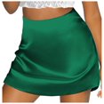 thumbnail image 1 of Jupe Mini Trapèze Taille Haute pour Femme - Ruban Satin, Fermeture Éclair, Doublée, Polyvalente pour Décontracté et Fête, 1 of 8