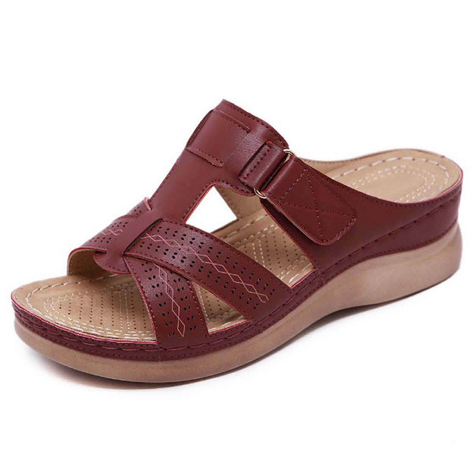 CAROOTU Ladies Orthopedic Shoes Open Toe Sandals Ladies Platform Slippers Summer Beach Rubber Soft Sole