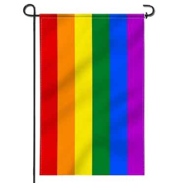 ANLEY Drapeau de Jardin Premium Double Face, Drapeaux de Jardin Décoratifs Fierté Gay Arc-en-Ciel -18 x 12.5 Pouces