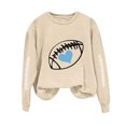thumbnail image 3 of Meichang Chandail de Football pour Femmes, Coupe Ample, Manches Longues, Col Ras du Cou, Chandails Graphiques, Coupe Ample, Automne Hiver, Chandail à Enfiler Décontracté, Vêtements pour le Dimanche Jour de Match, 3 of 5