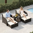 thumbnail image 2 of Gaderth Patio Furniture Set, 5 Piece PE Rattan Wicker Outdoor Conversation Set With Ottomans And Tempered Glass Tabletop, All Weather Balcony Garden Seating Set With Washable Cushions, 2 of 7
