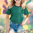 thumbnail image 2 of GDREDA T-Shirt Graphique à Manches Courtes Rayé de Carnaval pour Garçons, Chemise de Fête Colorée, Haut Décontracté Confortable pour Enfants Vert Foncé,110, 2 of 4