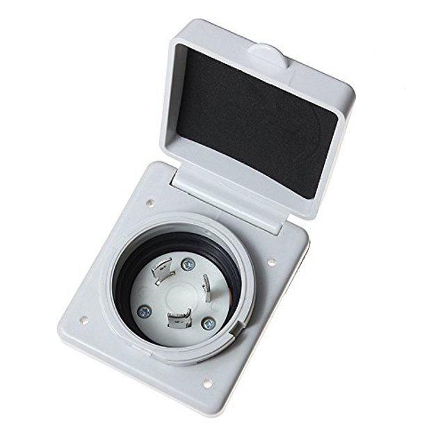 RV 30 amp Power Plug Receptable Shore Power Inlet Twist Lock Connector for Installation in Campers Trailers or RVs with 3 Stainless Steel Pins