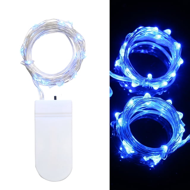 2M/6.6FT 20 LED Fairy Starry Copper Wire String Battery Operated Powered IP65 Water Resistance Extra Flexible Bendable Light Strip for Holiday Christmas Xmas Halloween Festival Decorations