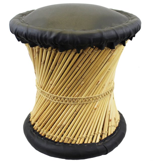 Natural Geo Tabouret d'Appoint en Moray - Similicuir Noir