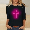 thumbnail image 1 of EGNMCR Easter T-Shirt Imprimé Femmes T-Shirts Graphiques T-Shirts pour Femmes Mode Femme Décontracté Noël Imprimé Col Rond Blouse Imprimée T-Shirt Manches 3/4 T-Shirt Blouses Femmes T-Shirts, 1 of 4
