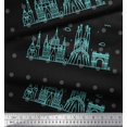 thumbnail image 3 of Soimoi Black polyester Crepe Fabric Dot & Sketch Monuments Architectural Print Sewing Fabric Yard 42 Inch Wide, 3 of 3