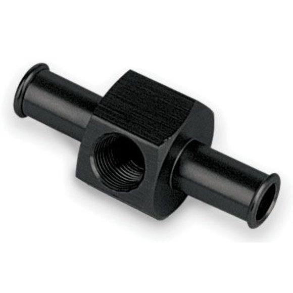 Moroso Performance Raccord de Manomètre de Carburant 65360 3/8 Pouce Tuyau Barb à 3/8 Pouce Tuyau Barb; Droit; Port Latéral NPT 1/8 Pouce; Anodisé; Aluminium; Simple
