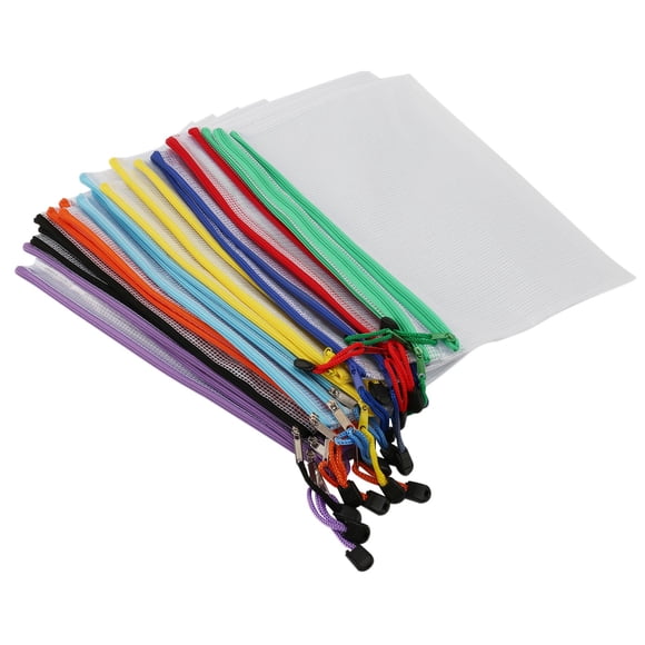 24 Pcs Pochette à Fermeture Éclair en Maille pour Documents, Chemises à Fermeture Éclair en Plastique, Format Lettre/format A4, pour Fournitures de Bureau