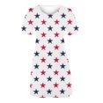 thumbnail image 3 of LNGOOR Robes d'Été de Jour de l'Indépendance pour les Femmes à Manches Courtes Étoiles Rayures Imprimées Casual Col Rond une-Ligne Mini Robe, 3 of 4