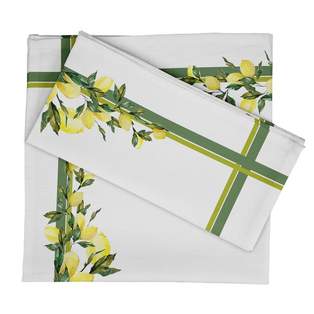Vargottam Collection de Luxe Linge de Table Décor Serviette en Coton Tissu Imprimé Serviettes Réutilisables Ensemble de 6, 20 X 20 - Citron