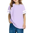 thumbnail image 1 of Rbaofujie T-Shirts à Manches Courtes Rayés pour Filles Col Rond Coupe Ample Tuniques Tops Blouses Décontractées d'Été, 1 of 7