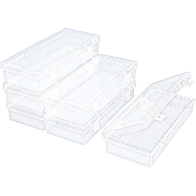 Rectangular Clear Plastic Storage Containers Box with Hinged Lid for Beads and Other Small Craft Items