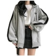 thumbnail image 2 of PVCS Femmes Automne Gothique Foncé Ample Imprimé Décontracté Manches Longues Hauts Manteau à Capuche Veste de Baseball, 2 of 6