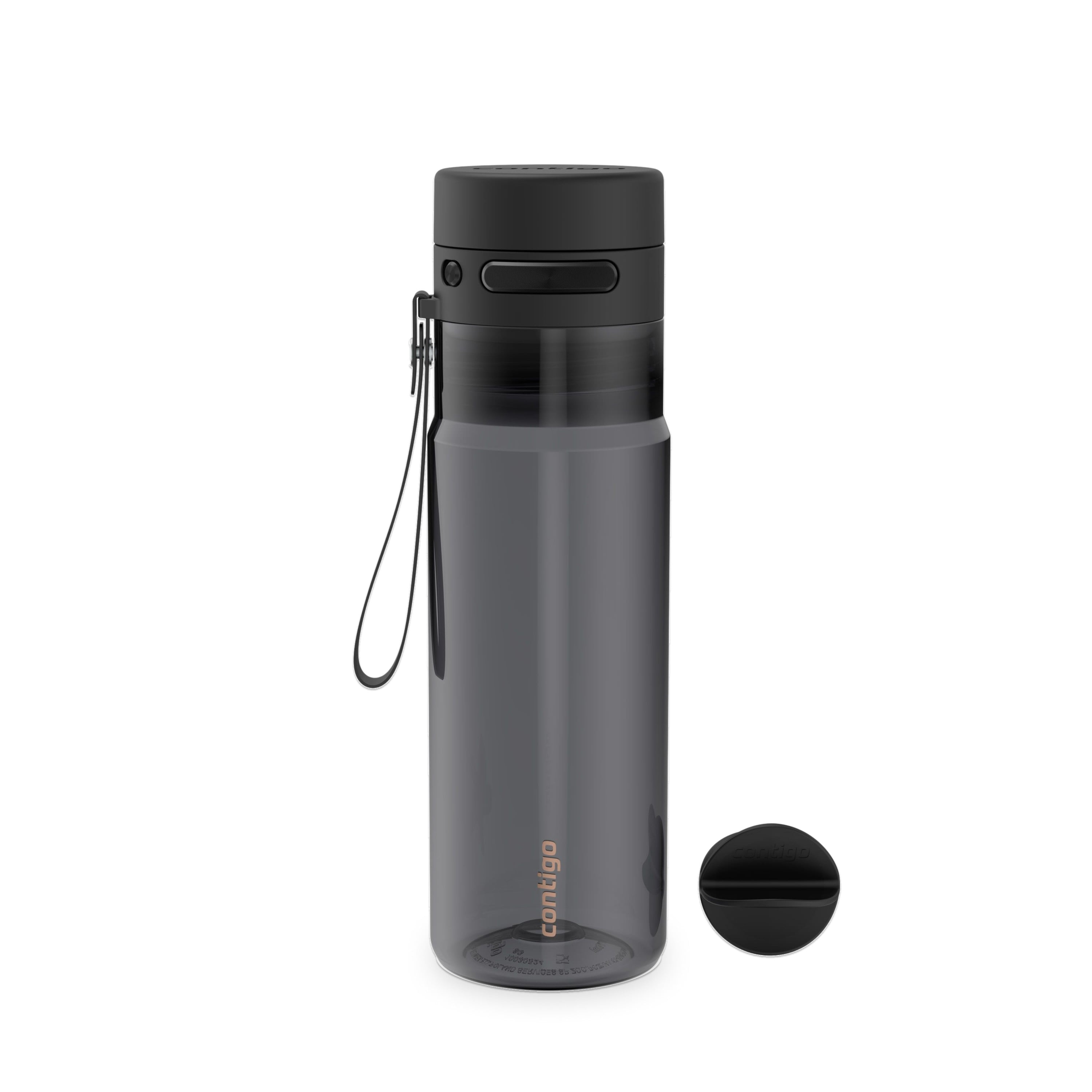 Contigo AutoPop Leakproof Water Bottle with Carry Strap and Agitator Ball, 24 oz (709 ml), BPA-Free, Dishwasher Safe, Protein Shaker Mixer Bottle