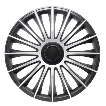 Alpena Austin Black & Silver Wheel Covers – Set of 4, European-Made Hubcaps – 16-Inch Universal Fit