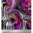 thumbnail image 1 of Soimoi Pink Polyester Crepe Fabric Stripe & Leopard Animal Skin Printed Fabric 1 Yard 42 Inch Wide, 1 of 3