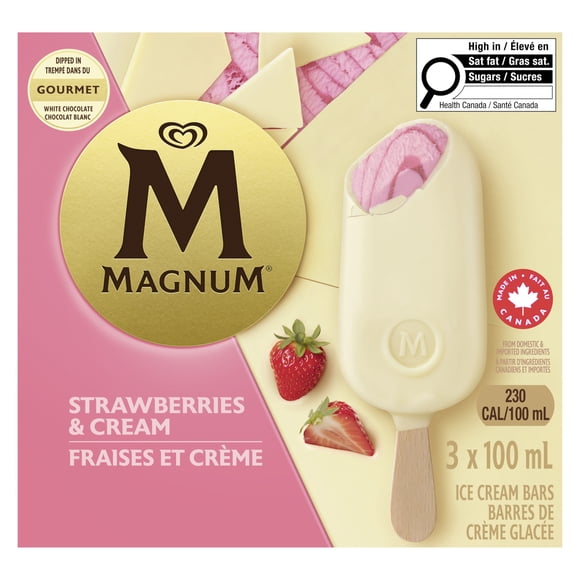 Magnum Barre de Crème Glacée Fraises et Crème 3 x 100 ml