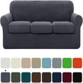 thumbnail image 1 of CHOK 2024 Housse de Sofa Extensible à Texture Quadrillée Housse de Canapé avec Housse de Coussin Séparée (Sofa Gris), 1 of 6
