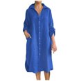 thumbnail image 2 of Sentmoon Summer Dresses for Women 2026 Collar Long Sleeve Linen Dresses for Women 2026 Solid Color Relaxed Fit Button Plus Size Boho Dress Soft and Comfortable Beach Essentials for Women, 2 of 6