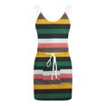 thumbnail image 4 of CHUANK Robes d'Été pour Femmes Décontractées Robes d'Été Sans Manches Rayées à Lacets avec Cordon de Serrage Robe à Col en V avec Cordon de Serrage Robe de Soleil, 4 of 5