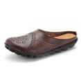 thumbnail image 2 of Chaussures pour Femmes Couleur Unie Rétro Creusé Talon Plat Mode Confortable Sandales Décontractées Pantoufles, 2 of 9