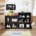 thumbnail image 3 of 3-Tier Rustic Brown Wooden Bookshelf - Adjustable Wide Bookcase with Open Shelves, Anti-Tip & Anti-Slip, Tall Display Storage for Home Office, Living Room, 3 of 5